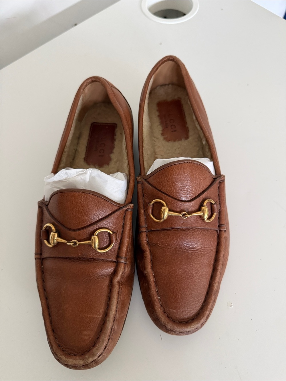Gucci Tan Leather Women's Horsebit Loafers